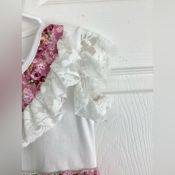 Cream Floral Dress with Rose Ivory Lace - Picture 9 of 16